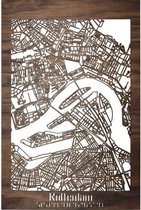 Citymap Rotterdam Notenhout - 60x90 cm - Stadskaart woondecoratie - Wanddecoratie - WoodWideCities