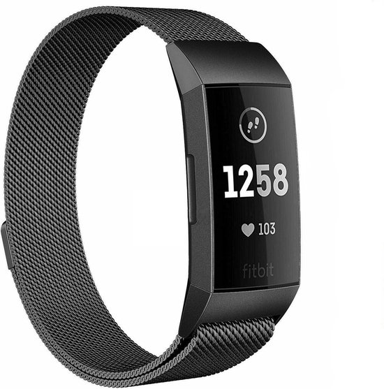 Strap-it Fitbit Charge 4 Milanese band - zwart - Maat: S | bol.com