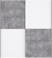 ULOS Garderobe 2 schuifdeuren - Beton decor lichtgrijs en wit - L 170,3 cm