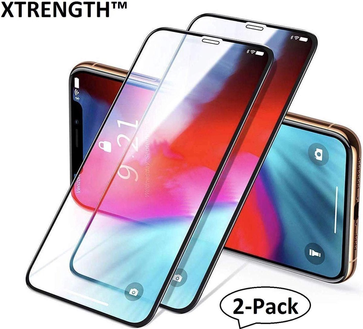 Screenprotector Glas - Full Tempered Glass Screen Protector - 2x Geschikt voor: Apple iPhone XS Max