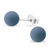 Aramat jewels ® - Zilveren pareloorbellen mat licht blauw 925 zilver parel 6mm