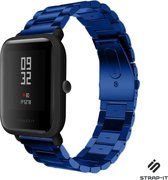 Stalen Smartwatch bandje - Geschikt voor  Xiaomi Amazfit Bip stalen band - blauw - Strap-it Horlogeband / Polsband / Armband