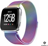 Milanees Smartwatch bandje - Geschikt voor Fitbit Versa / Versa 2 Milanese band - rainbow - Strap-it Horlogeband / Polsband / Armband - Maat: Maat S