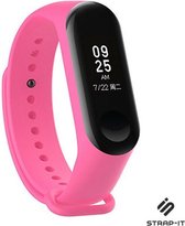 Siliconen Smartwatch bandje - Geschikt voor  Xiaomi Mi band 3 / 4 siliconen bandje - knalroze - Strap-it Horlogeband / Polsband / Armband