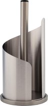 Zilveren RVS keukenrolhouder rond 16 x 30 cm - Keukenpapier/keukenrol houders - Houders/standaards voor in de keuken