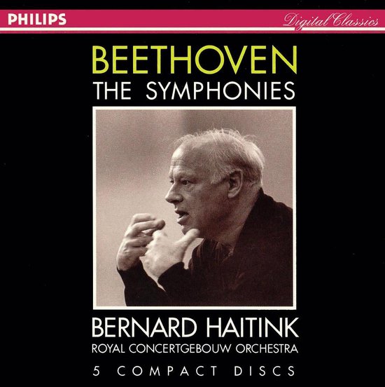 Bernard Haitink dirigeert de symfonieën van Beethoven met het Royal Concertgebouw Orchestra op 5 cd's.