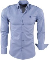 Ferlucci - Heren Overhemd met Trendy Design - Slim Fit - Calabria - Navy