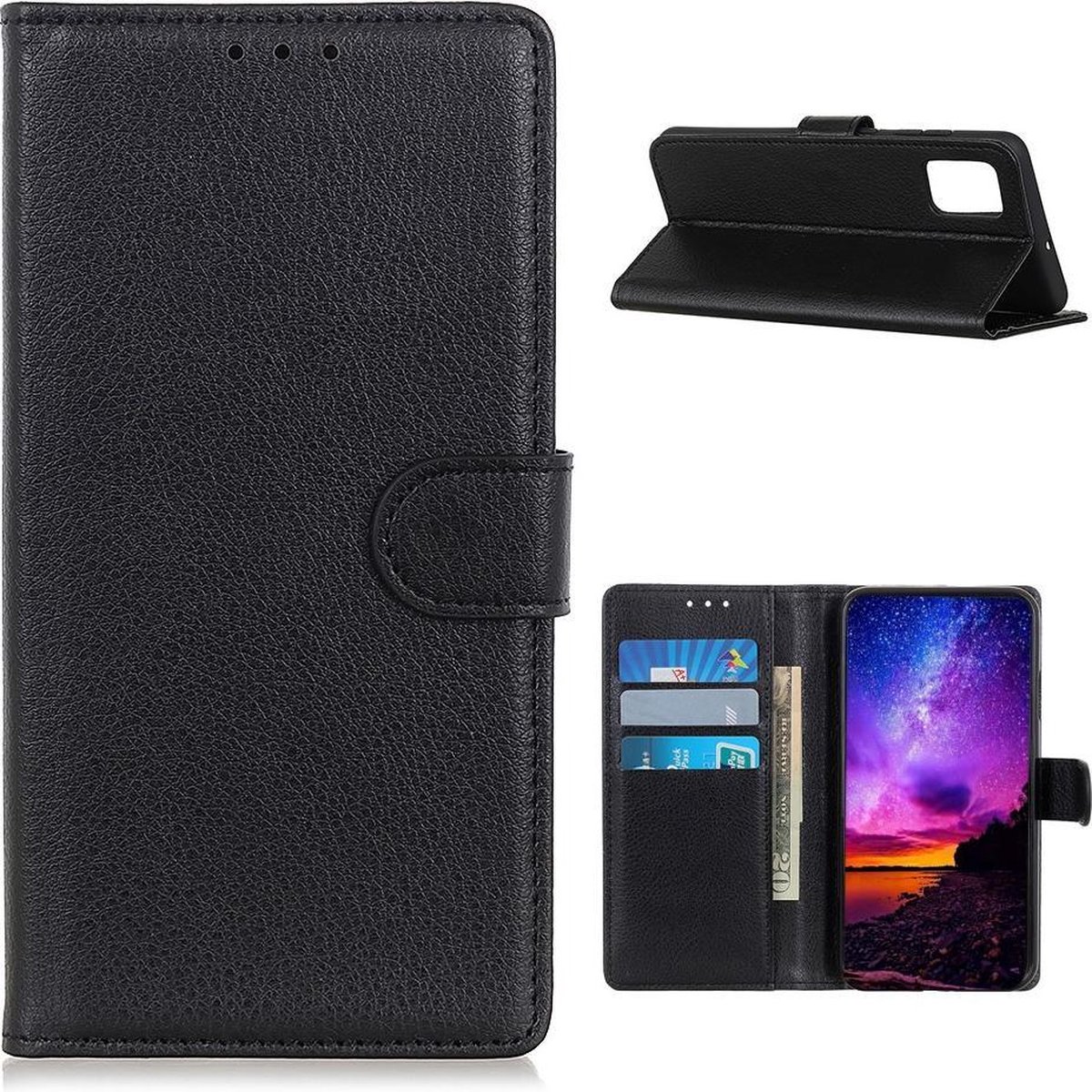 Samsung Galaxy M51 Hoesje Zwart met Pasjeshouder