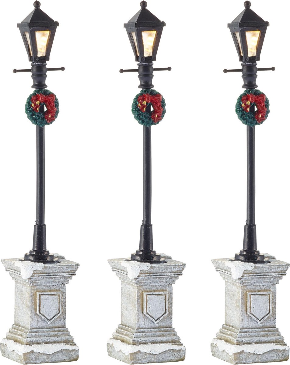 Luville - Street lantern on foot 3 pieces - Kersthuisjes & Kerstdorpen