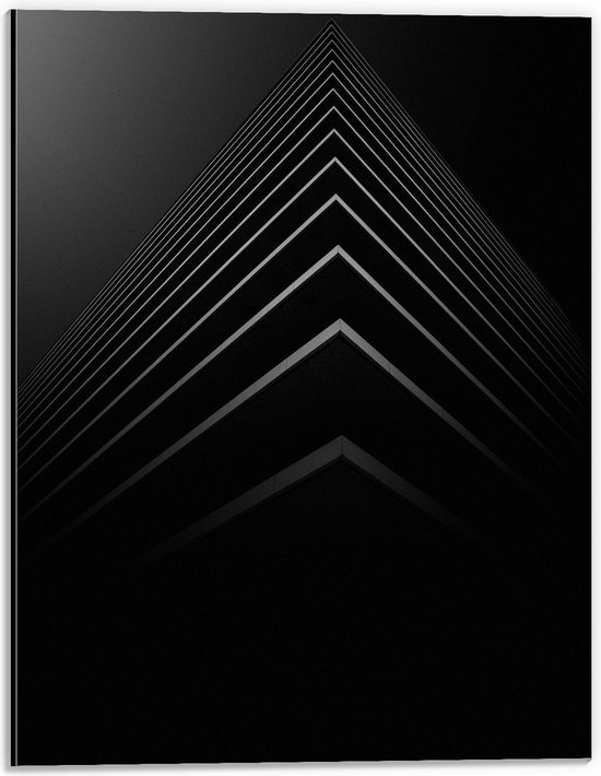 Dibond - Hoek van Gebouw (zwart/wit) - 30x40cm Foto op Aluminium (Met Ophangsysteem)