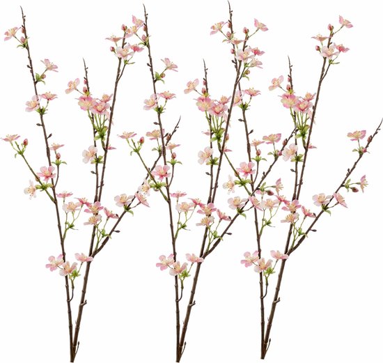 3x Luxe roze appelbloesem takken kunstbloemen 85 cm - Woondecoratie/accessoires - Kunstbloemen - Nepbloemen - Kunsttakken - Appelbloesems
