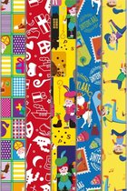 5x Rollen Sinterklaas kadopapier print geel met Pieten 2 x 0,46 meter op rol 55 gram - Cadeaupapier/inpakpapier - Sint en Piet