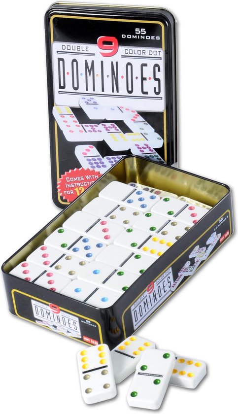 Pardon lunch kleur Domino spel dubbel 9/double 9 in blik en 110x gekleurde stenen -  Dominostenen - Domino... | bol.com