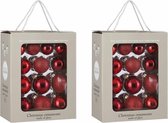 52x Boules de Noël en Verres rouge 5-6-7 cm - brillant et mat - Décorations pour Décorations pour sapins de Noël de Noël / Décorations de Noël Boules de Noël en verre