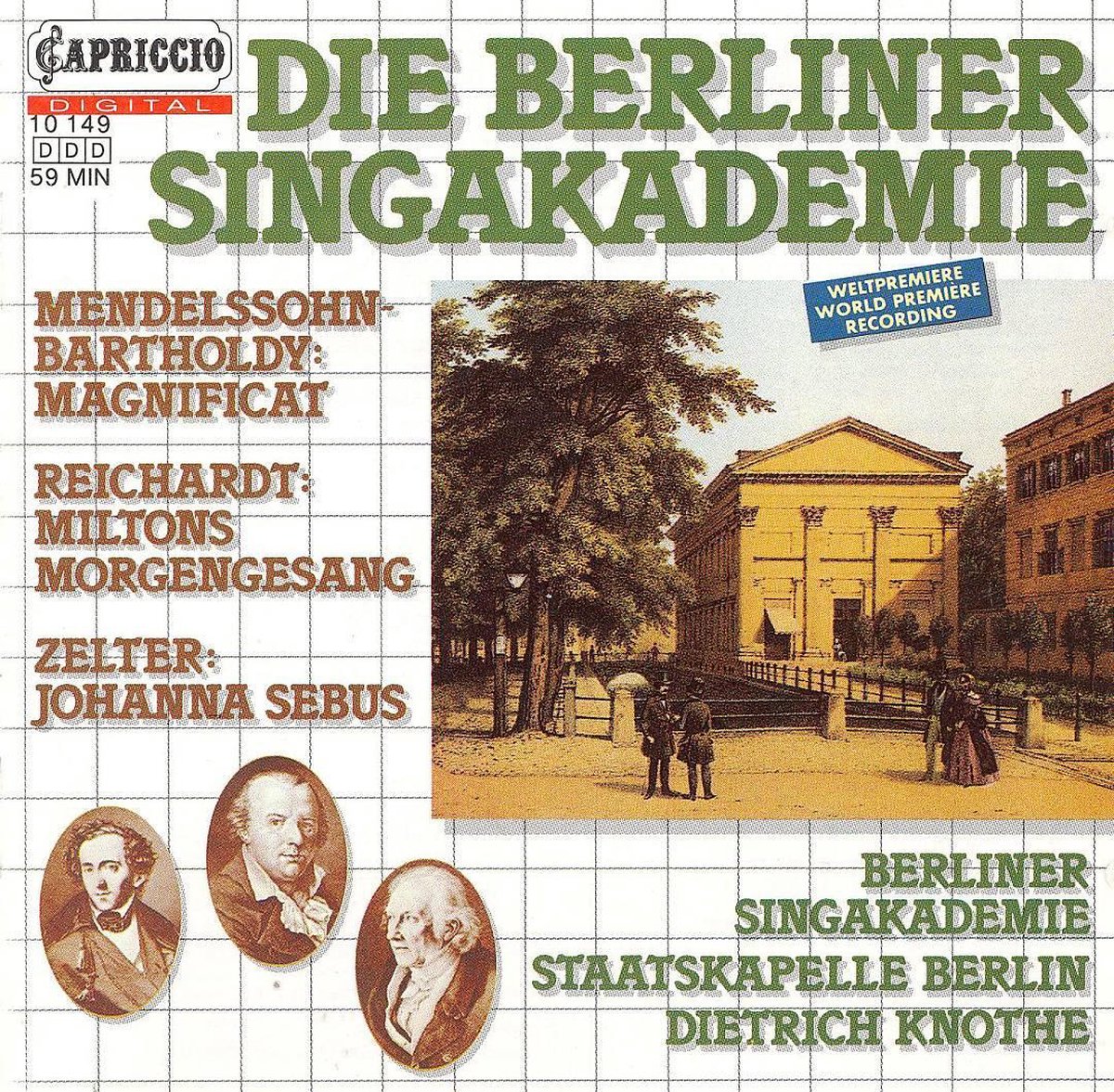 Reichardt: Miltons Morgengesang; Zelter: Johanna Sebus; Mendelssohn: Magnificat