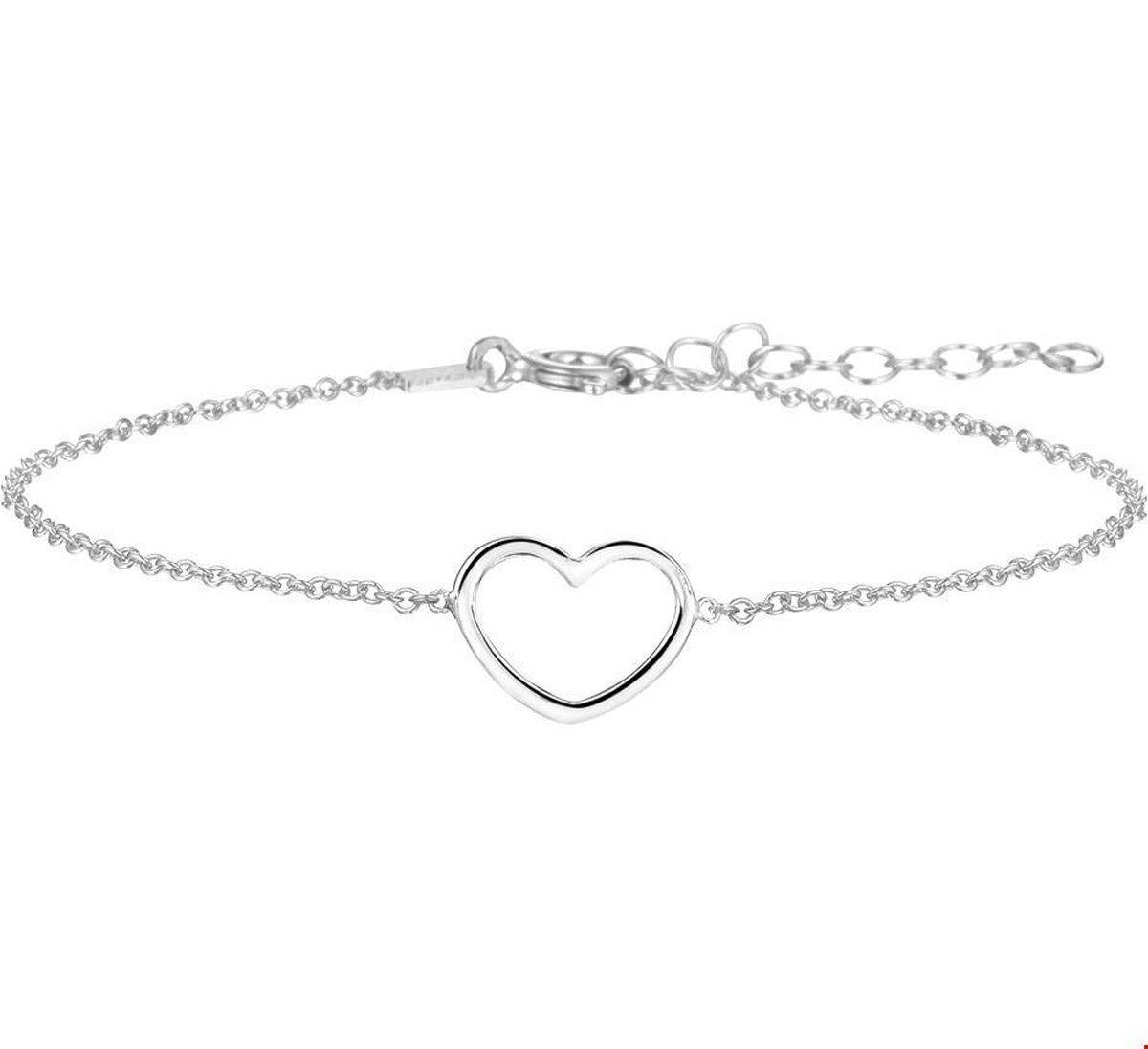 Zilver Gerhodineerd Armband Hart 1,3 Mm 16 + 3 Cm 1324645