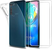 Moto G8 Power transparant hoesje - siliconen backcover met 2 pack glass