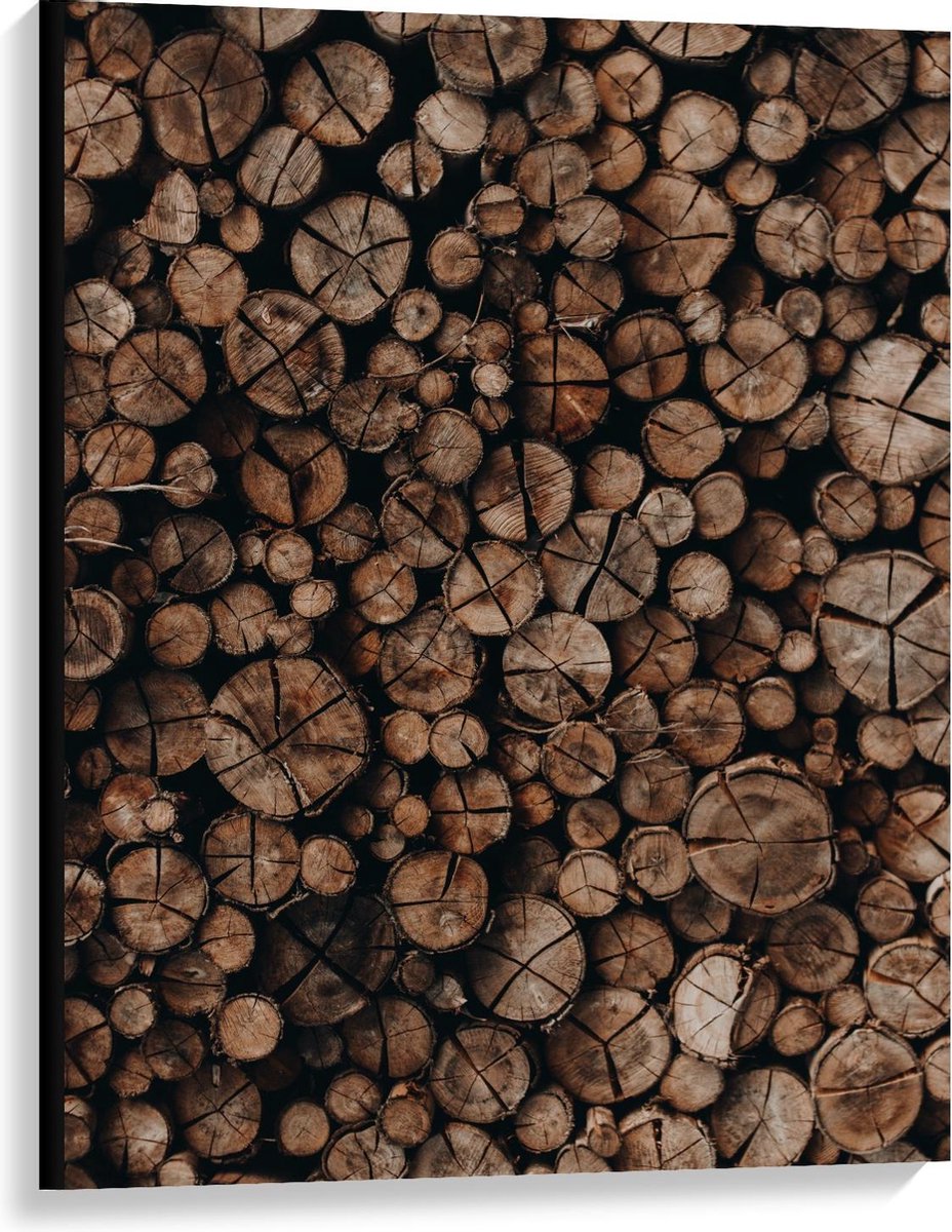 Canvas - Houten Palen Opgestapeld - 75x100cm Foto op Canvas Schilderij (Wanddecoratie op C