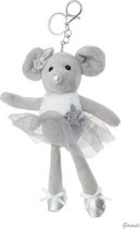 Ballerina Sleutelhanger - Ballet knuffel muis - Ballerina Speelgoed - Grijs - Balletcadeau voor Kinderen