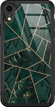 iPhone XR hoesje glass - Abstract groen | Apple iPhone XR  case | Hardcase backcover zwart