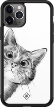 iPhone 11 Pro Max hoesje glass - Peekaboo | Apple iPhone 11 Pro Max  case | Hardcase backcover zwart