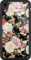 iPhone XR hoesje glass - Bloemen flowerpower | Apple iPhone XR  case | Hardcase backcover zwart