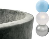 Misioo Ballenbak Rond 90x30 | Velvet Grey | incl. 150 ballen | Pearl/Silver/Light Blue