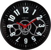 Wandklok Nextime 36cm Gear Clock zwart metaal/glas NE-3259ZW