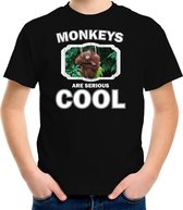 Dieren apen t-shirt zwart kinderen - monkeys are serious cool shirt  jongens/ meisjes - cadeau shirt orangoetan/ apen liefhebber L (146-152)