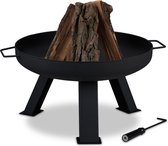 bol à feu relaxdays 60 cm - panier à feu acier - patio cheminée bois - jardin - terrasse - poker