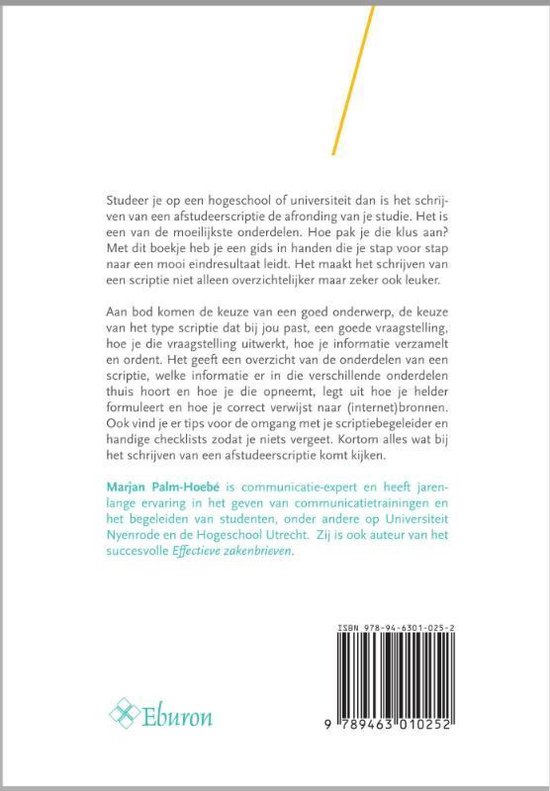 Boek met de titel 'En nu die scriptie nog' en een samenvatting van de inhoud.