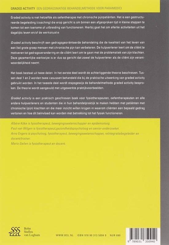Achterkaft met informatie over het boek 'GRADED ACTIVITY' en auteurs.