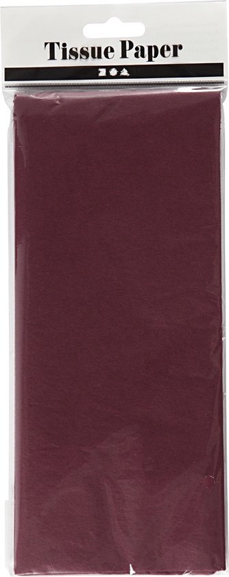 Papier de soie, feuille 50x70 cm, 14 gr, bordeaux, 10 feuilles
