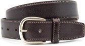 Luxe heren jeans riem bruin 4 cm breed - Bruin - Casual - Echt Leer - Taille: 85cm - Totale lengte riem: 100cm