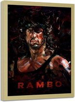 Foto in frame , Rambo , 70x100cm , Film personage , Bruin zwart , Premium Print