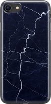 iPhone SE 2020 hoesje siliconen - Marmer Navy - Soft Case Telefoonhoesje - Marmer - Transparant, Blauw