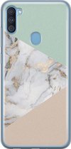 Samsung A11 hoesje - Marmer pastel mix | Samsung Galaxy A11 hoesje | Siliconen TPU hoesje | Backcover Transparant