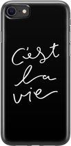 iPhone 8/7 hoesje siliconen - C'est la vie - Soft Case Telefoonhoesje - Tekst - Transparant, Grijs