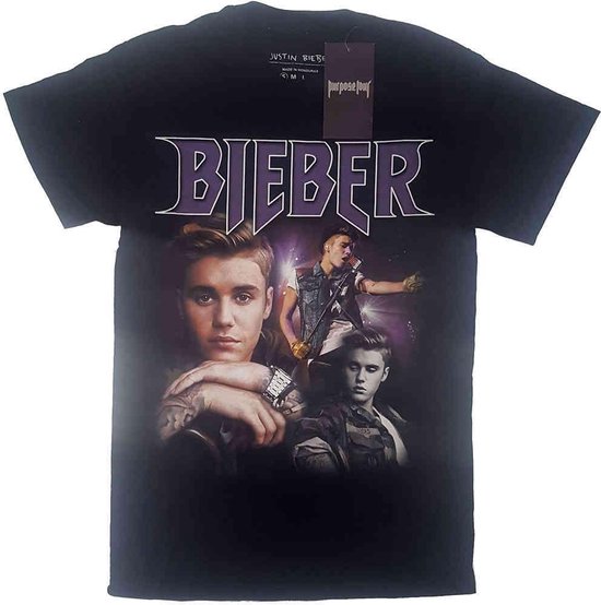 Justin Bieber Heren Tshirt -M- JB Homage Zwart