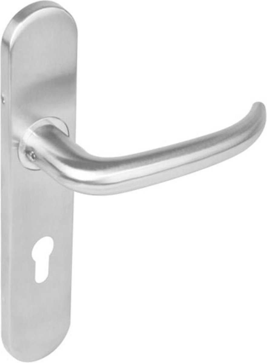 Intersteel Deurkruk Sabel op op schild profielcilindergat 72 mm rvs geborsteld