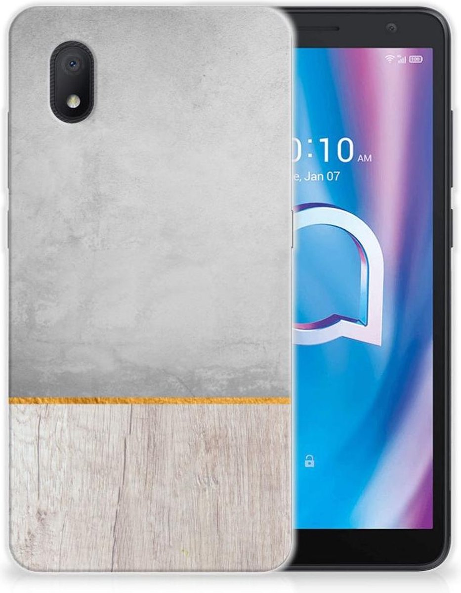 Alcatel 1B (2020) Bumper Hoesje Wood Concrete