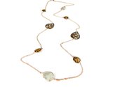 Zilveren halssnoer collier halsketting roos goud verguld Model Golden Colors gezet met bruine stenen