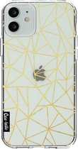 Casetastic Apple iPhone 12 / iPhone 12 Pro Hoesje - Softcover Hoesje met Design - Abstraction Outline Gold Transparent Print