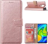 Bookcase Geschikt voor: Xiaomi Redmi Note 9 - Rose Goud - portemonnee hoesje