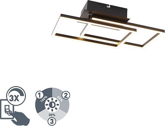 QAZQA plazas - Moderne Dimbare Plafondlamp met Dimmer - 1 lichts - L 500 mm - Zwart - Woonkamer | Slaapkamer | Keuken