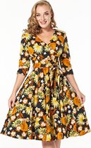 Timeless Barbara Floral 50's Swing Jurk Zwart