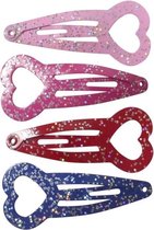 Haarspeld Klikklak Mini Glitter Hart Blauw Roze Rood