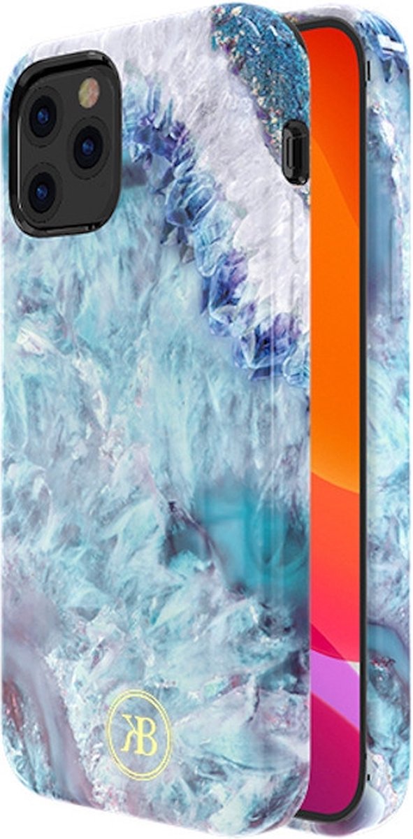 Kingxbar iPhone 12 en iPhone 12 Pro hoesje lichtblauw kristal - BackCover - anti bacterieel - Crystals from Swarovski