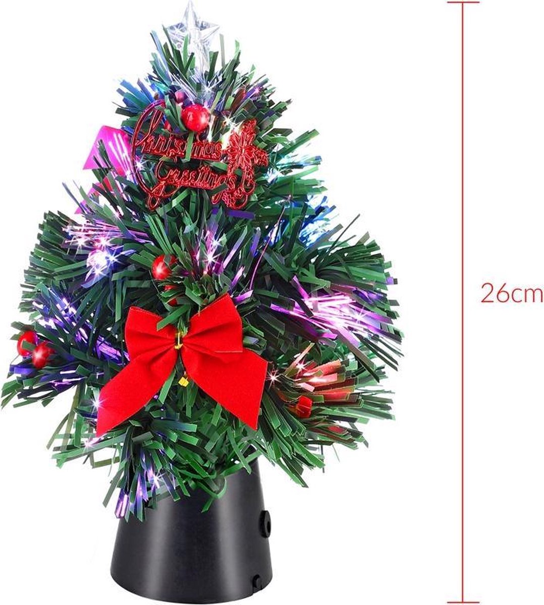Mini kerstboom, USB, inclusief decoratie en verlichting, 26 cm