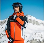 Dare2B Out Force Black Label waterdichte, geïsoleerde ski-jas met capuchon voor heren, ademende outdoorjas, trekking feloranje zwart